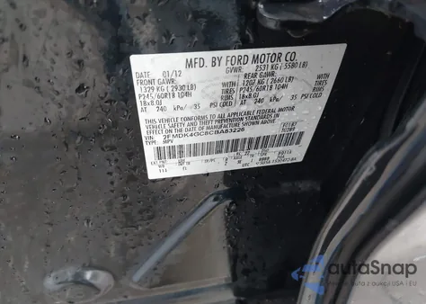 2012 Ford Edge Se from USA, damaged, VIN 2FMDK4GC8CBA83226